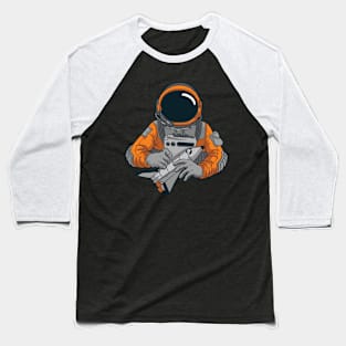 Funny Astronaut Space rocket in Aktion Baseball T-Shirt